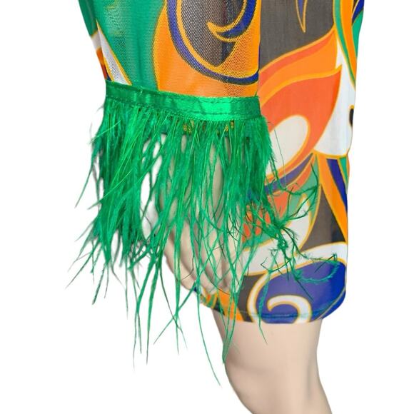 Cherie LA Women's Size Medium Mini Dress Sheer 70’s Hippie Psychedelic Body Con - Picture 3 of 12